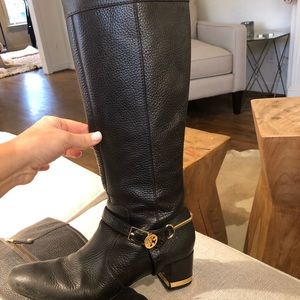 Tall Tory Burch Eqstrian Pebbled Leather Boots 8.5